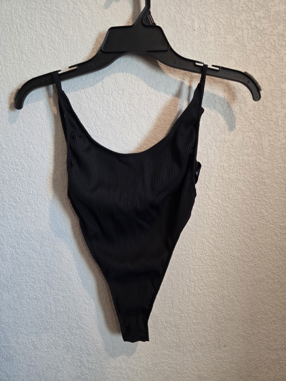 MINIMALE ANIMALE Black Ribbed One Piece Swimsuit High Cut Cheeky Bathing Suit -